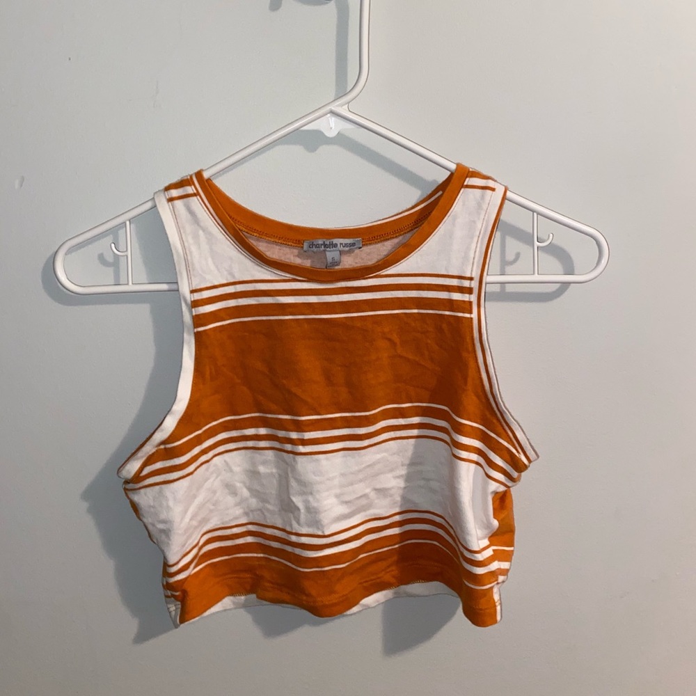 Orange & white crop top